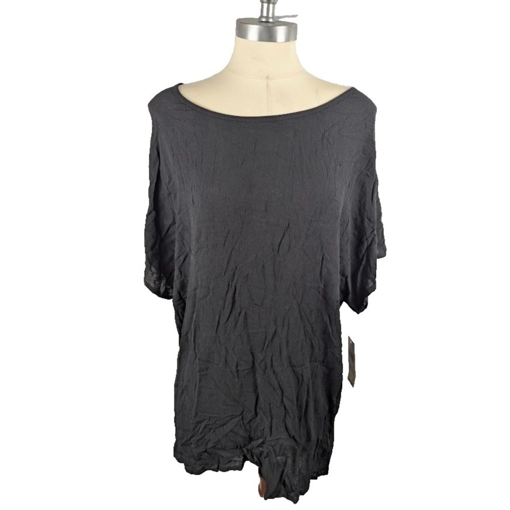 Raisins Juniors' Solid Kailua Caftan Cover Up Black Swimwear Size M